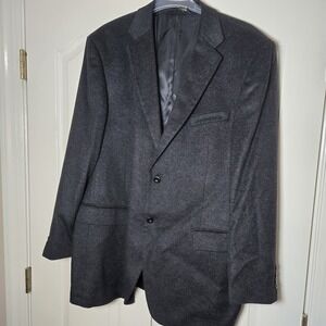 Pronto Moda Lambs Wool Cashmere‎ Blend Sports Coat Charcoal 48L Measurement Pics